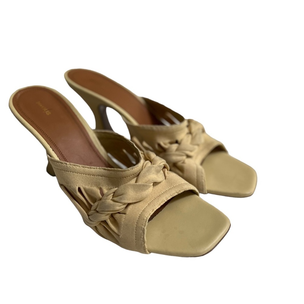 NEOUS Braided Cream Braided Open Toe Mules Heels - Picture 12 of 14